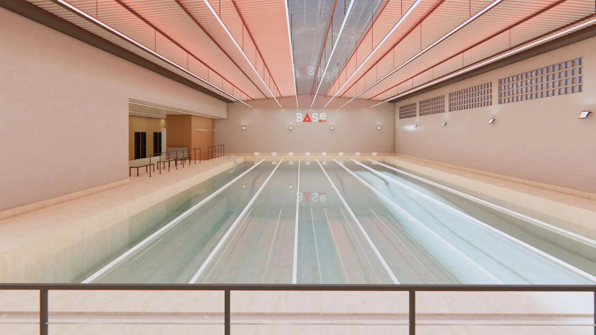 Piscina semiolimpica aquecida - vista geral